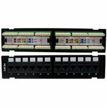 SWE-TECH 3C Wall Mount 12 Port Cat5e Patch Panel, 110 Type, 568A & 568B Compatible, 10 inch FWT68PP-03012-10